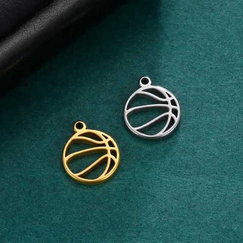 Miniatura 5 de kkjoy 5 dijes de bola deportiva de acero inoxidable para hacer joyas y manualidades, varios dijes, suministros de manualidades, accesorios
