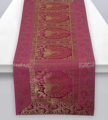 Miniatura 7 de Camino de mesa tradicional de seda rectangular decorativo, mantel de seda para centro de mesa con diseño floral ético, alfombrilla para mesa 152,4 x