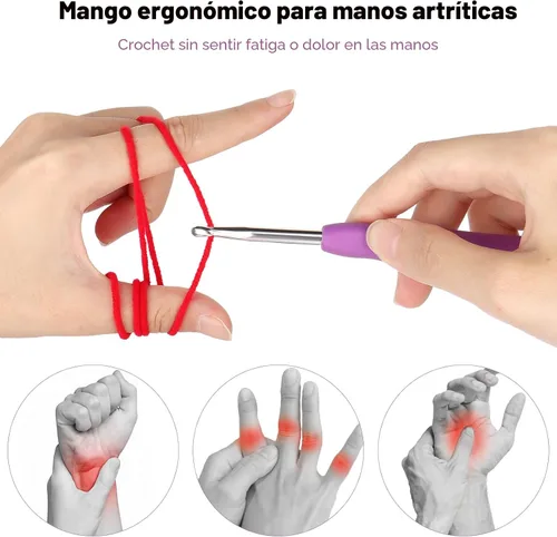 Miniatura 2 de Katech - Kit de ganchos de ganchillo con estuche, juego de 85 piezas de ganchillo, ganchos ergonómicos para tejer, agujas de tejer, kits de hilo