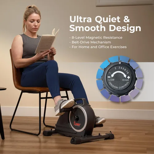 Miniatura 4 de Sunny Health & Fitness 2-in-1 Smart Magnetic Pedal Exerciser, Compact Indoor Under-Desk Mini Exercise Bike for Full Body Cardio Workout and Physical