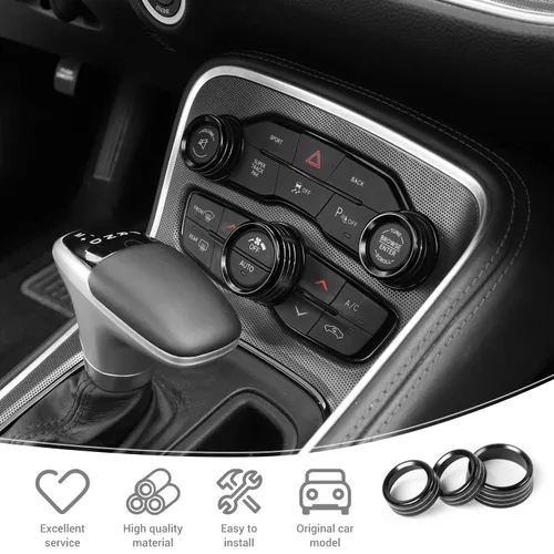 Miniatura 4 de para Challenger Cubierta de Mando de AC/Radio para Dodge Charger 2011+/Challenger 2015+/RAM 2012-2017/Durango 2016-2022/Chrysler 300C 2011+ Negro