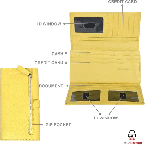 Miniatura 5 de Carteras de piel con bloqueo RFID para cheques con 11 ranuras para tarjetas para mujer