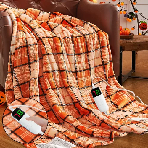 Miniatura 21 de Manta térmica negra eléctrica, manta térmica de 50 x 60 pulgadas con 10 niveles de calor y 8 horas de apagado automático, manta de sherpa suave a