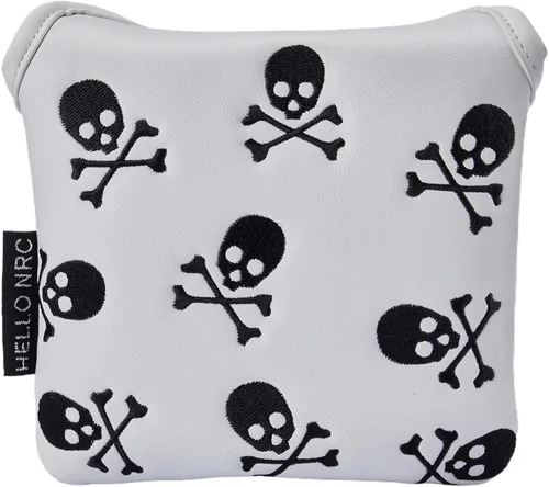 Miniatura 8 de Golf Club Skull Square Mallet Putter Cover Magnetic Closure Skeleton PU Leather Headcover