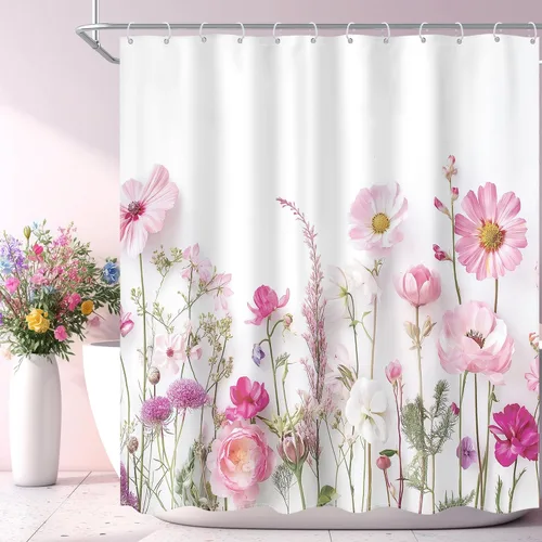 Miniatura 10 de Cortina de ducha floral púrpura de 60 pulgadas de ancho x 72 pulgadas de largo, flor de lavanda, rústico, elegante, pastel, botánico, acuarela