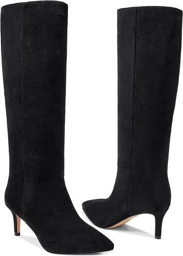 Miniatura 41 de wetkiss Botas altas hasta la rodilla para mujer, con tacón de gatito y diseño de punta puntiaguda, clásicas y sexys