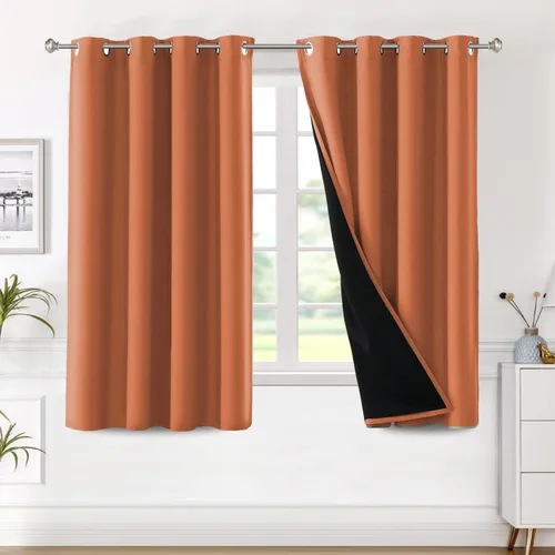 Miniatura 40 de H.VERSAILTEX Paneles de cortina 100% opacas de 45 pulgadas de largo, con aislamiento térmico, cortinas opacas con forro para dormitorio, dos capas