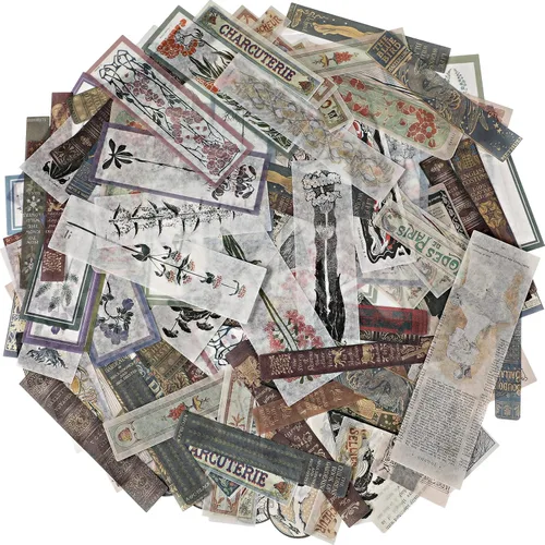 120 piezas de pegatinas vintage para álbumes de recortes Washi, pegatinas decorativas antiguas para planificadores y diarios, pegatinas retro de