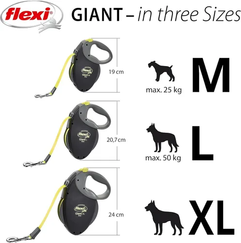 Miniatura 3 de FLEXI Correa Retráctil Giant Tape para Perros Medianos de Hasta 55 libras – 26 pies, Negro Correa para Caminar Mascotas Sin Enredos con Freno