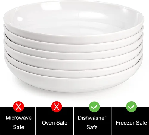 Miniatura 3 de Fasmov Tazones de melamina para pasta, paquete de 6 cuencos grandes de 8 pulgadas y 20 onzas, cuencos de ensalada poco profundos, platos profundos