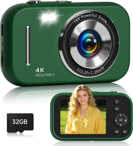 Miniatura 9 de Y2K - Cámara digital retro para adolescentes, cámara compacta 4K para apuntar y disparar con filtros vintage, mini cámara de vlogging de regalo