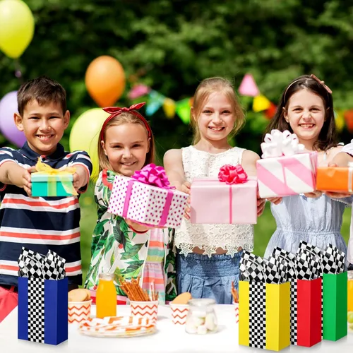 Miniatura 6 de Glenmal Paquete de 16 bolsas de regalo para autos de carreras con papel de seda a granel de 8.3 x 5.9 x 3.1 pulgadas, bolsas de recuerdo de fiesta