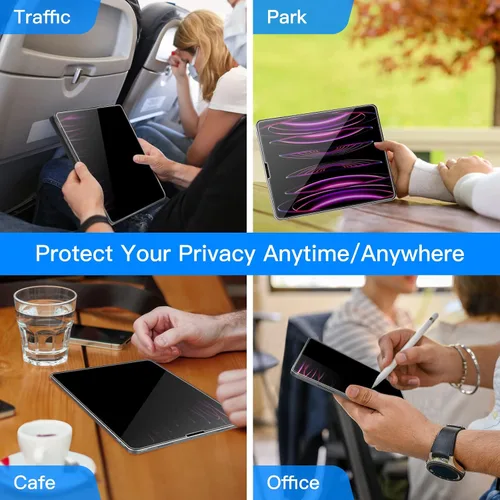 Miniatura 7 de JETech Protector de pantalla de privacidad para iPad (9.7 pulgadas, modelo 2018/2017, 6ª/5ª generación) y iPad Air 2, película de vidrio templado