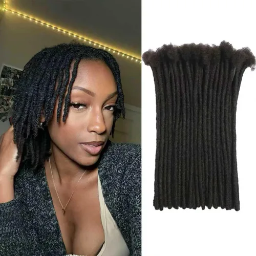 Miniatura 58 de Extensiones Loc de 10 pulgadas de grosor de cabello humano de 10 pulgadas, 10 hebras, extensiones de rastas de cabello humano para mujeres