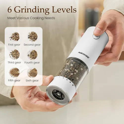 Miniatura 2 de Set recargable de molinillo de sal y pimienta eléctrico, grosor ajustable y luz LED, molinillo de acero inoxidable sin batería, gran capacidad, idea