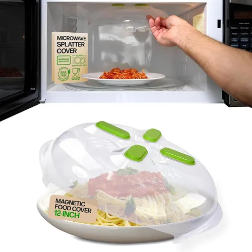 Hover Cover Tapa magnética para microondas para alimentos | Tapa transparente contra salpicaduras para microondas | Tapa para plato de microondas