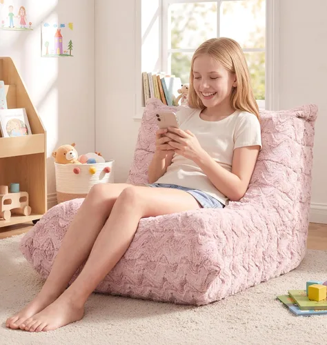 Miniatura 38 de Sillones tipo puf para adultos, puf gigante con espuma viscoelástica, sillón puf con relleno, piel sintética, para la sala, dormitorio u oficina azul