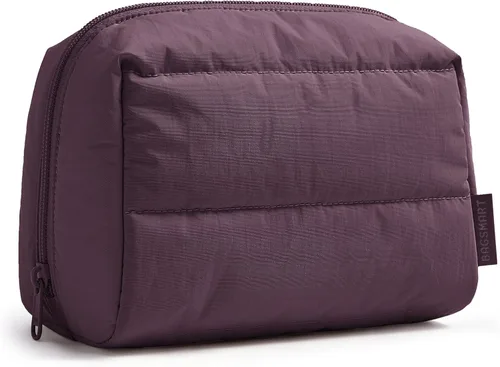 Miniatura 21 de BAGSMART Bolsa de maquillaje pequeña, bolsa compacta para cosméticos para mujer, organizador de artículos de tocador de viaje con diseño abierto