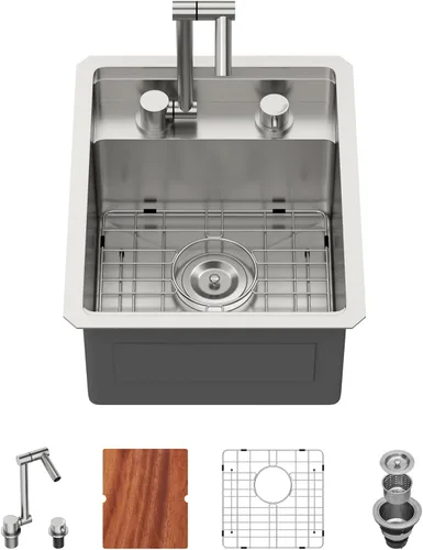 Miniatura 34 de Fregadero de Montaje Bajo de 13 Pulgadas - Beslend 13”x15”x9” Fregadero de Cocina de Acero Inoxidable de Montaje Bajo Calibre 16 Fregadero de Cocina