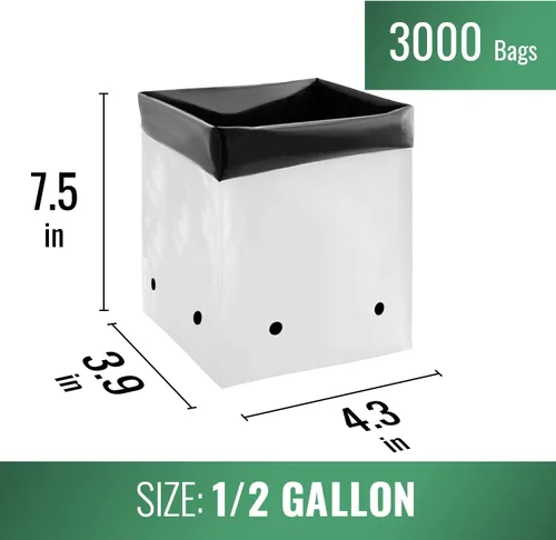 Miniatura 6 de DL Wholesale Grow 1 bolsas de cultivo de plantas para plantar, bolsa de plástico para plantas, macetas de vivero para flores, verduras, hierbas, 1/2