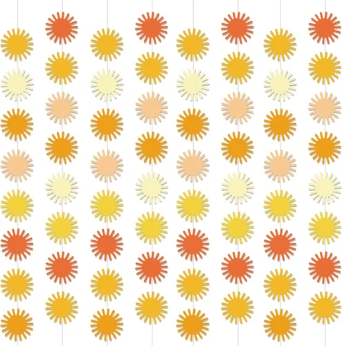 Guirnalda de sol bohemia de 12 piezas para el primer viaje alrededor del sol, decoración de fiesta de sol, kit de pancarta colgante hippie para
