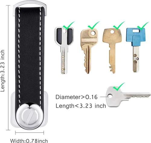 Miniatura 3 de 2 juegos de cuero organizador de llaves compacto plegable para llaves de bolsillo hasta 16 para hombres regalo del día del padre (negro, marrón)