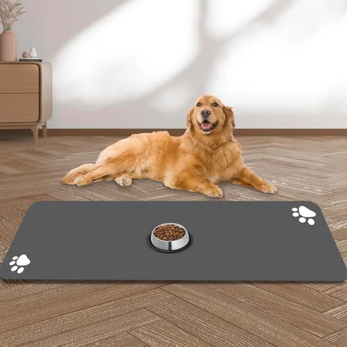 Miniatura 12 de Tapete Grande para Alimentación de Mascotas, 39.3"x15.7" Tapete Absorbente de Secado Rápido para Perros para Tazones de Comida y Agua, Tapete