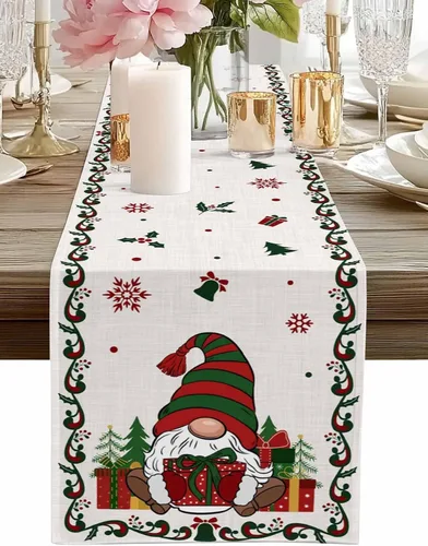 Miniatura 11 de Camino de mesa de Navidad de otoño de 90 pulgadas de largo, árbol de Navidad, fondo gris, duradero, lavable, camino de mesa de cocina para Árbol