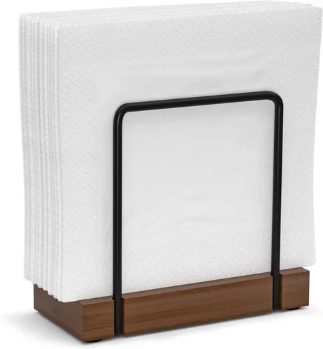 Miniatura 26 de Wican Bandeja para toallas de invitados para baño, servilletas de madera y hierro para tocador, mesa de comedor, cesta de madera para toallas