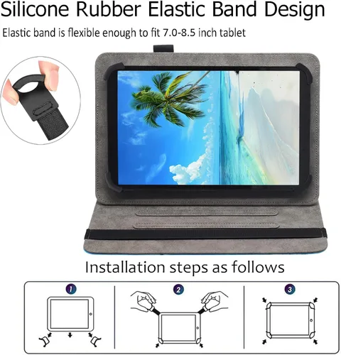 Miniatura 6 de Funda universal para tablet Android de 7 8 pulgadas, Dluggs soporte de visualización multiángulo con funda y correa de mano para tablet de 7.0-8.5