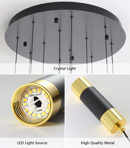 Miniatura 6 de Lámpara de araña moderna de 118 pulgadas con 12 luces para sala de estar, luminaria LED regulable para entrada, luz de techo alto, iluminación