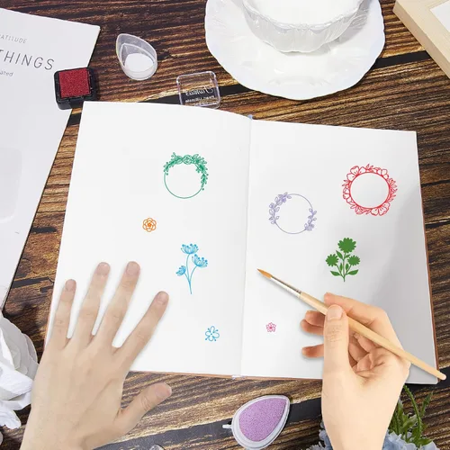 Miniatura 4 de CRASPIRE Sellos transparentes de flores, corona, hojas, plantas, matasellos reutilizables, sellos de silicona transparente para diario, decoración