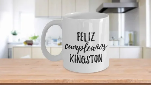 Miniatura 3 de Feliz Cumpleanos Kingston Mug Spanish Happy Birthday Personalized Name Gift Coffee Tea Cup 11 oz