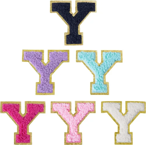 Miniatura 221 de 6 piezas de parches de letras de chenilla autoadhesivas, parches de letras preppy de 2 pulgadas para bolsos, ropa y sombreros, grandes pegatinas
