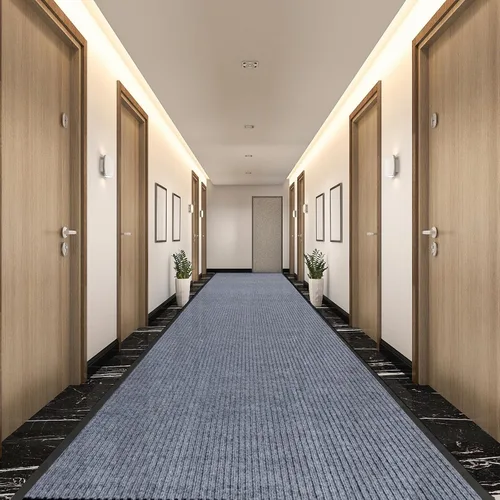 Miniatura 7 de Tapete de pasillo para exteriores de 3 x 16.4 pies, alfombra de pasillo de doble rayas, antideslizante, alfombra comercial para entrada
