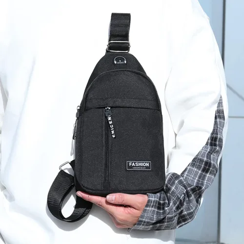 Miniatura 7 de Pequeña bolsa cruzada negra, bolsa de hombro para hombres y mujeres, bolso bandolera de pecho con una correa de viaje, Negro