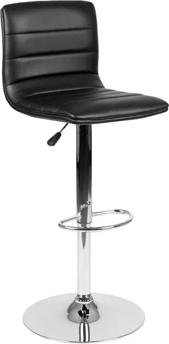 Miniatura 24 de Flash Funiture silla de bar ajustable con base cromada, Vinilo, Gris