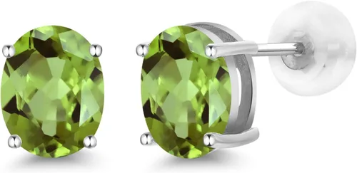 Miniatura 95 de Gem Stone King Aretes de oro de 14 quilates con piedra natal ovalada de 0.315 x 0.236 in Aretes de oro para mujer