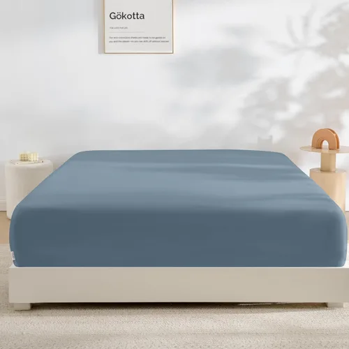 GOKOTTA Sábana bajera ajustable solo tamaño King, 100% rayón derivado de bambú, ultra suave, refrescante y transpirable, con 4 correas elásticas en