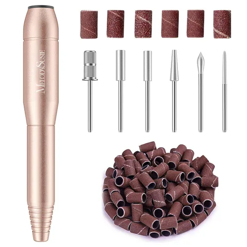 Miniatura 12 de MelodySusie Taladro de uñas portátil en forma de bolígrafo con adaptador de CA, lima eléctrica PC120B 20000RPM con diseño compacto para todo