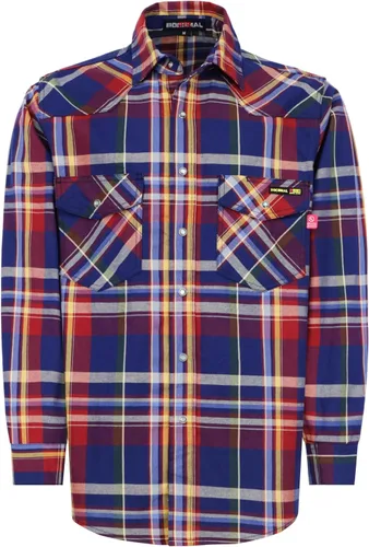 Miniatura 21 de BOCOMAL Camisas FR Resistente a la llama 100% C NFPA2112 7.5oz Camisa de soldadura resistente al fuego para hombres Cuadros azul marino/blanco