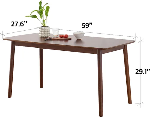 Miniatura 2 de Livinia Aslan Mesa de comedor rectangular de madera de roble malayo de 59 pulgadas, escritorio grande de cocina de madera maciza (nogal)