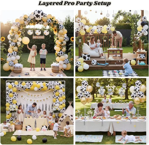Miniatura 4 de Lovestown 100 globos con estampado de vaca, globos de látex de animales de granja de 12 pulgadas para fiesta de cumpleaños de granja, baby shower
