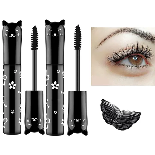 Miniatura 10 de 6 Colores Máscara de ojos de gato, maquillaje para ojos, máscara impermeable, secado rápido, pestañas rizadas, alargamiento de pestañas, blanco 2
