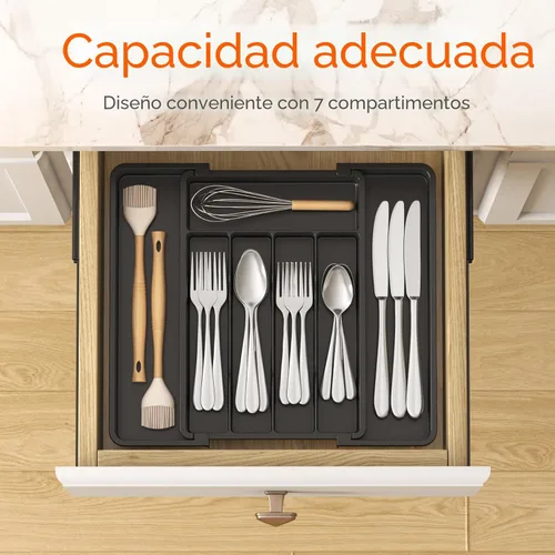 Miniatura 2 de Lifewit Organizador de cajones de cubiertos, bandeja expandible para utensilios de cocina, soporte para vajilla y cubiertos libre de BPA