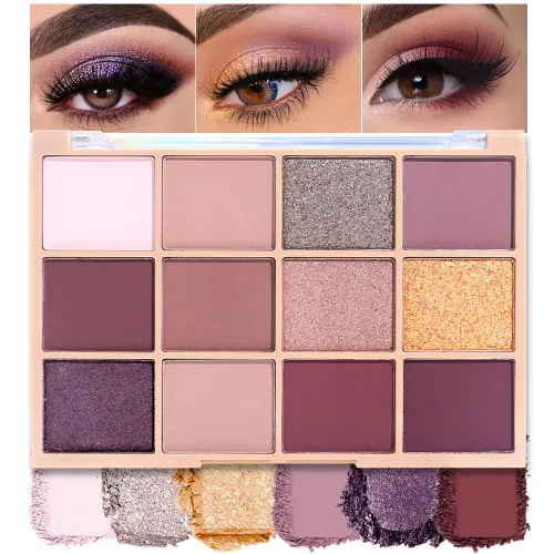 Miniatura 10 de Paleta de sombra de ojos neutra, paleta de sombras de ojos color crema de bronce marrón mate, paletas de maquillaje para mujeres, sombras de ojos