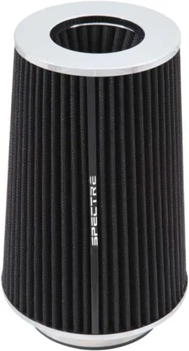 Spectre Filtro de aire universal con abrazadera: alto rendimiento, lavable. Forma de cono redondo; ID de brida 3 pulgadas/3.5 pulgadas/4 pulgadas;