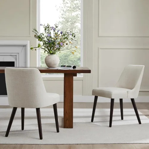 Miniatura 10 de CHITA Mid-Century Modern Dining Chair, Upholstered Fabric Accent Chair for Dining Room, Set of 6, Beige Niebla en tejido contemporáneo