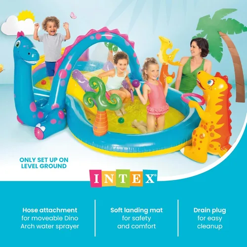 Miniatura 5 de Centro de juego inflable tierra de dinosaurios de Intex, 31 x 90 x 44 pulgadas, a partir de 2 años 2-Multicolor