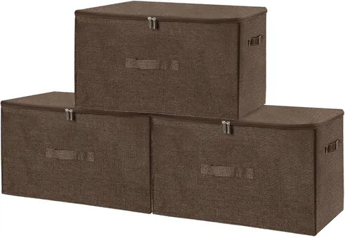 Miniatura 37 de ANMINY Contenedores de almacenamiento con tapas con cremallera, cajas de almacenamiento de tela con tapa de 36 cuartos de galón, cestas con asas
